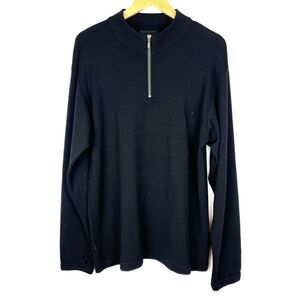 Icebreaker New Zealand Merino Wool Quarter Zip Black Sweater Thumbholes size XL